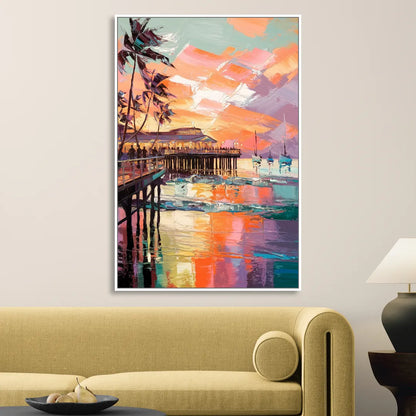 St. Petersburg Pier Vibes Living Room - White Canvas Wall Art