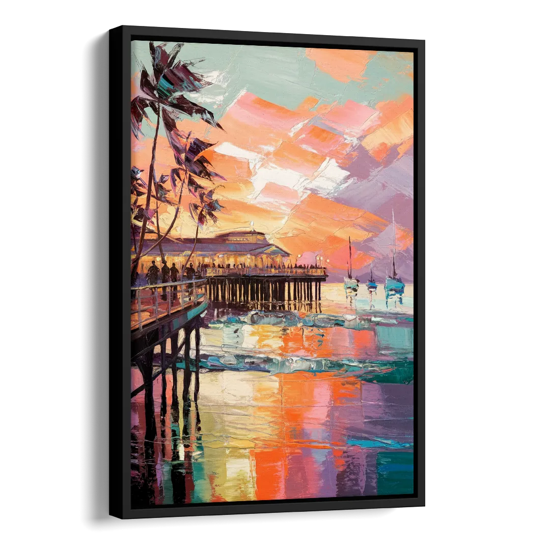 St. Petersburg Pier Vibes Side - Black Canvas Wall Art