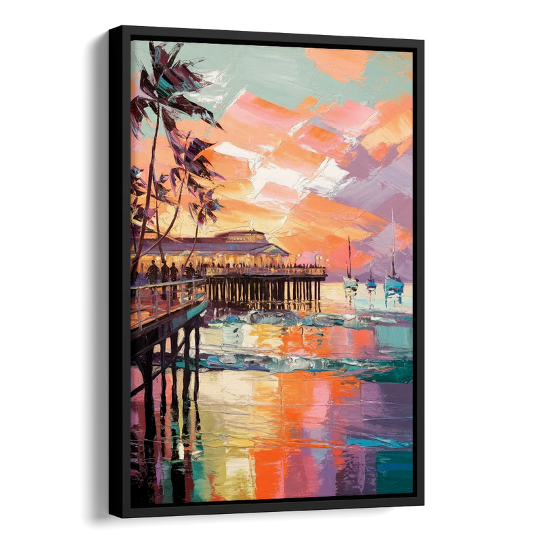 St. Petersburg Pier Vibes Side - Black Canvas Wall Art