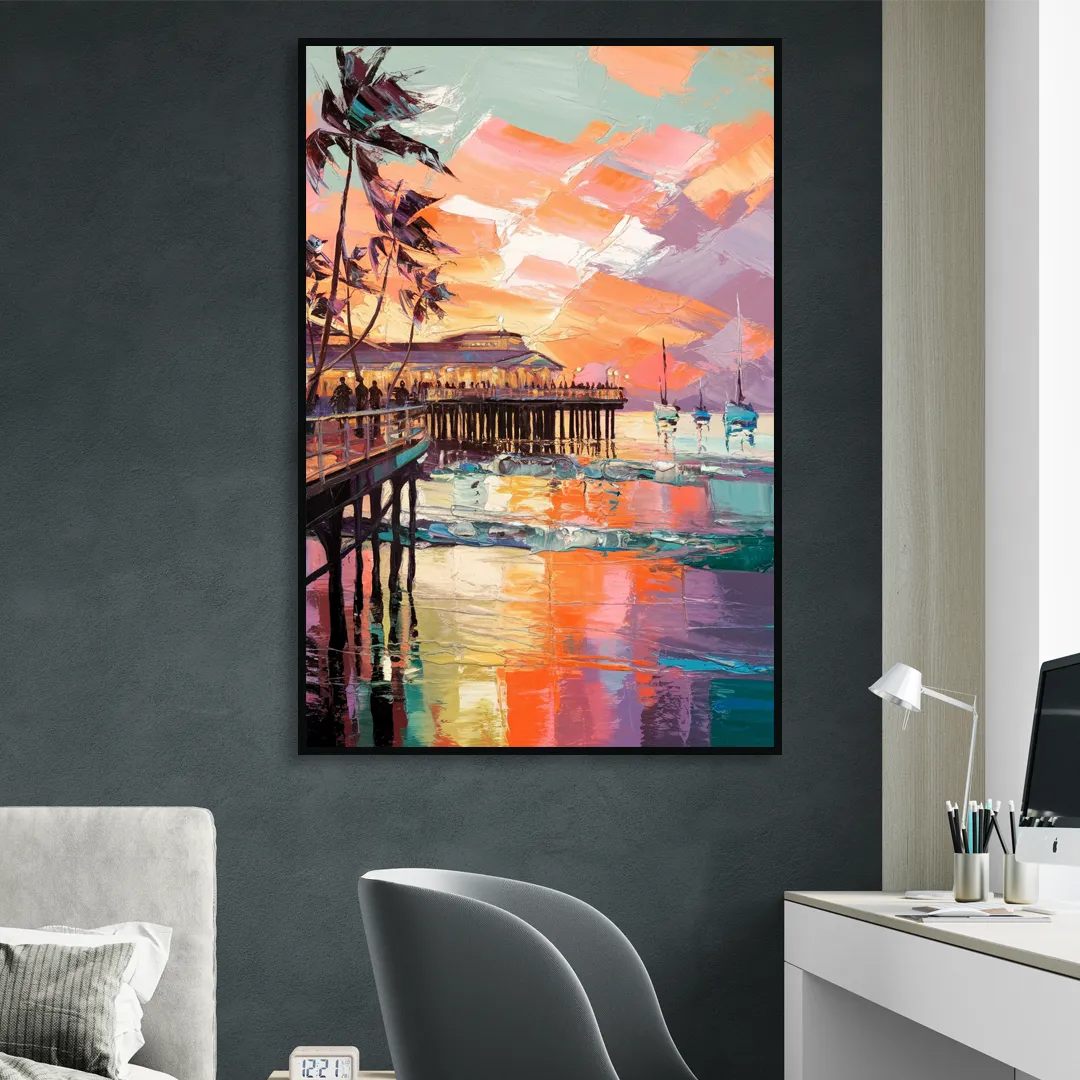 St. Petersburg Pier Vibes Sitting Room - Black Canvas Wall Art