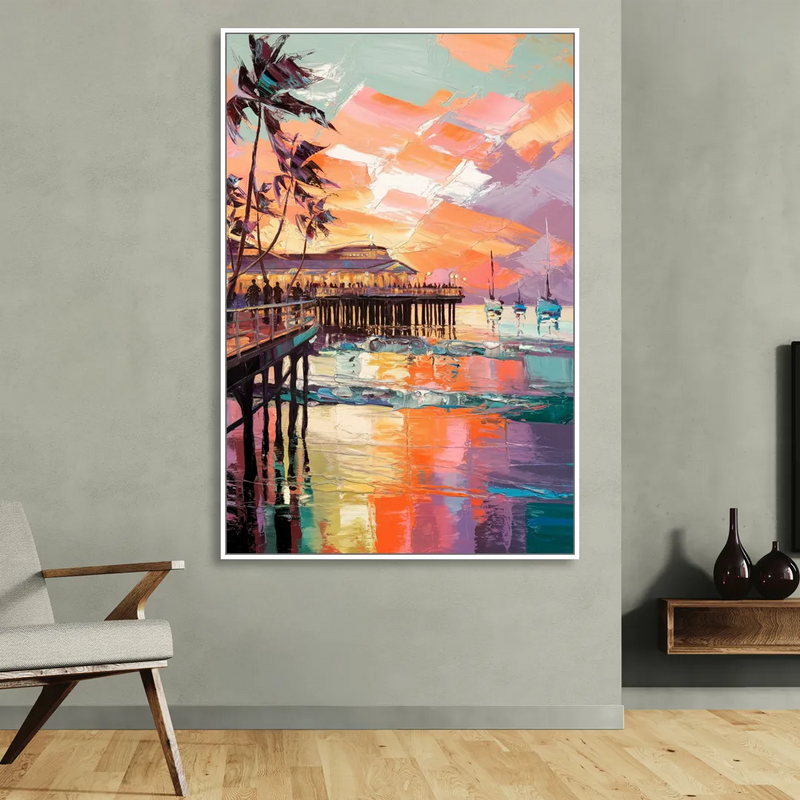 St. Petersburg Pier Vibes Sitting Room - White Canvas Wall Art