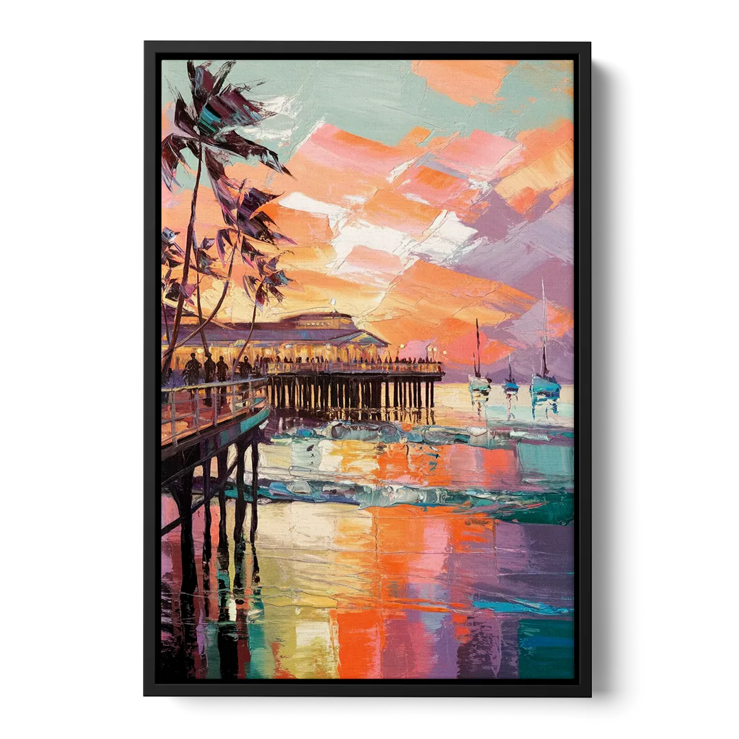 St. Petersburg Pier Vibes Front - Black Canvas Wall Art