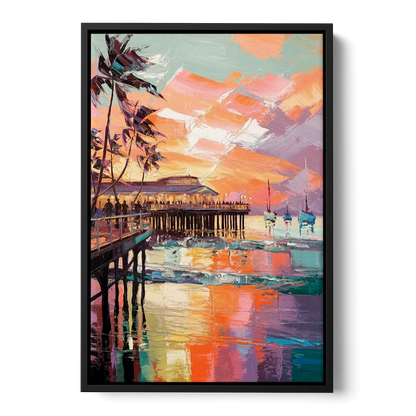 St. Petersburg Pier Vibes Front - Black Canvas Wall Art