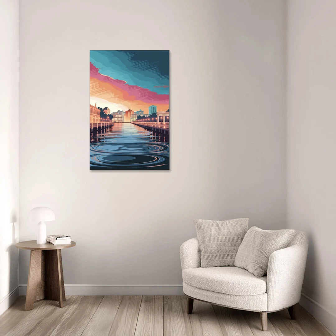 St. Petersburg Skyline Reflection - Canvas Wall Art - Sofa - 24x36