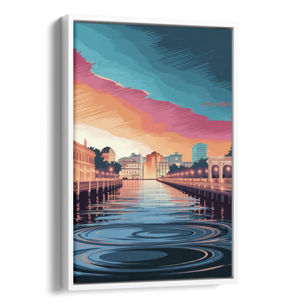 St. Petersburg Skyline Reflection Side - White Canvas Wall Art