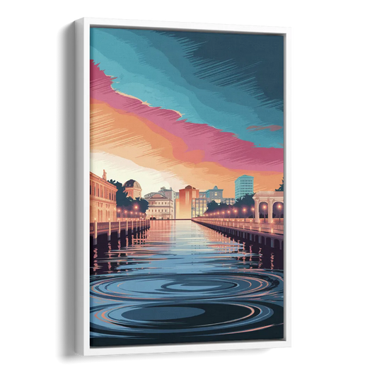 St. Petersburg Skyline Reflection Side - White Canvas Wall Art