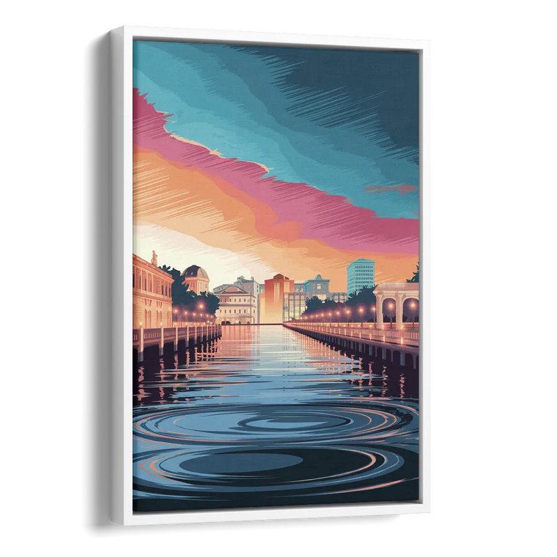 St. Petersburg Skyline Reflection Side - White Canvas Wall Art