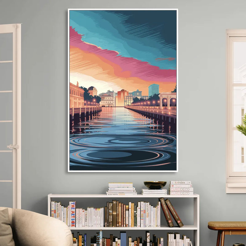 St. Petersburg Skyline Reflection Sitting Room - White Canvas Wall Art