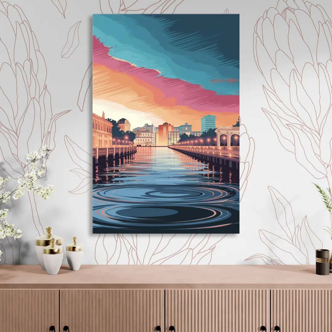 St. Petersburg Skyline Reflection Living Room - Canvas Wall Art
