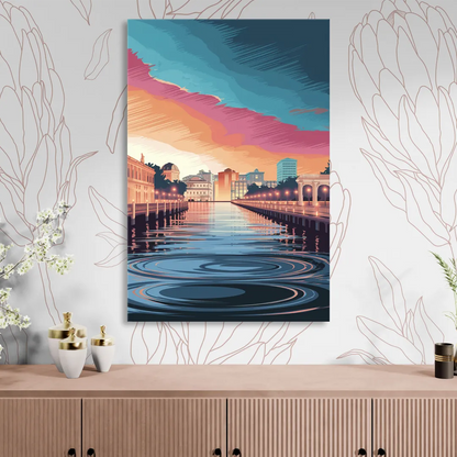 St. Petersburg Skyline Reflection Living Room - Canvas Wall Art