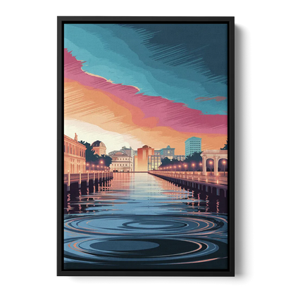 St. Petersburg Skyline Reflection Front - Black Canvas Wall Art