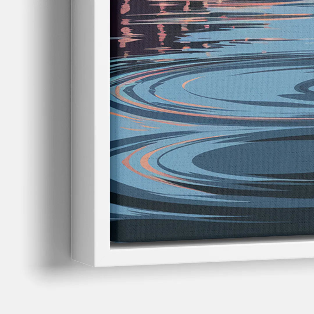 St. Petersburg Skyline Reflection - Close-Up White Frame Canvas