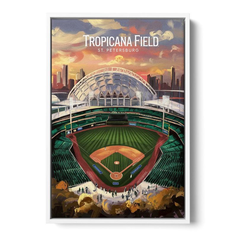 St. Petersburg Tropicana Field Scene Front - White Canvas Wall Art