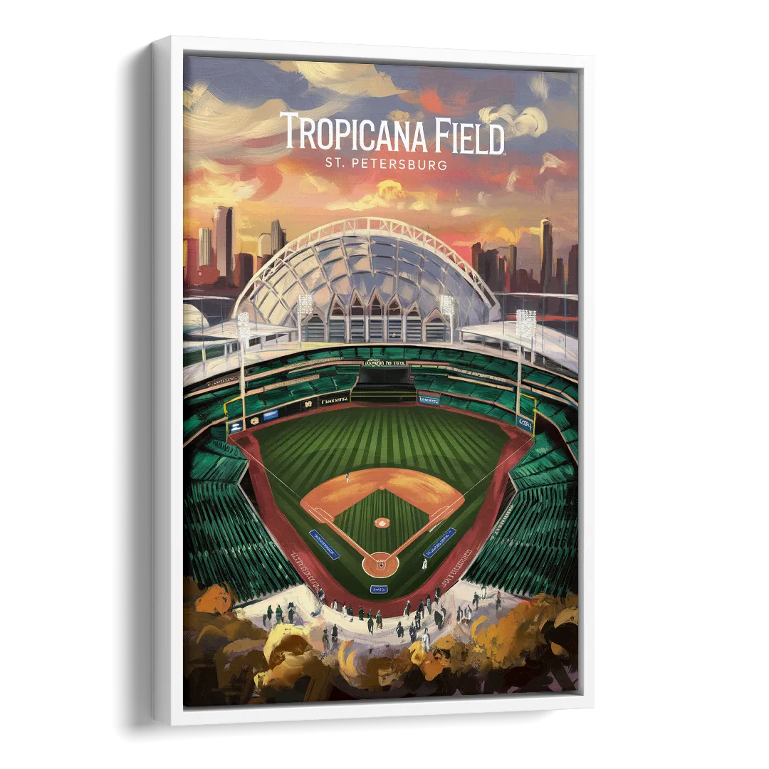 St. Petersburg Tropicana Field Scene Side - White Canvas Wall Art