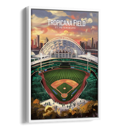 St. Petersburg Tropicana Field Scene Side - White Canvas Wall Art
