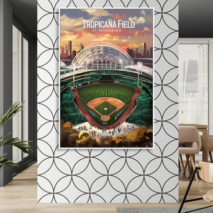 St. Petersburg Tropicana Field Scene Sitting Room - White Canvas Wall Art