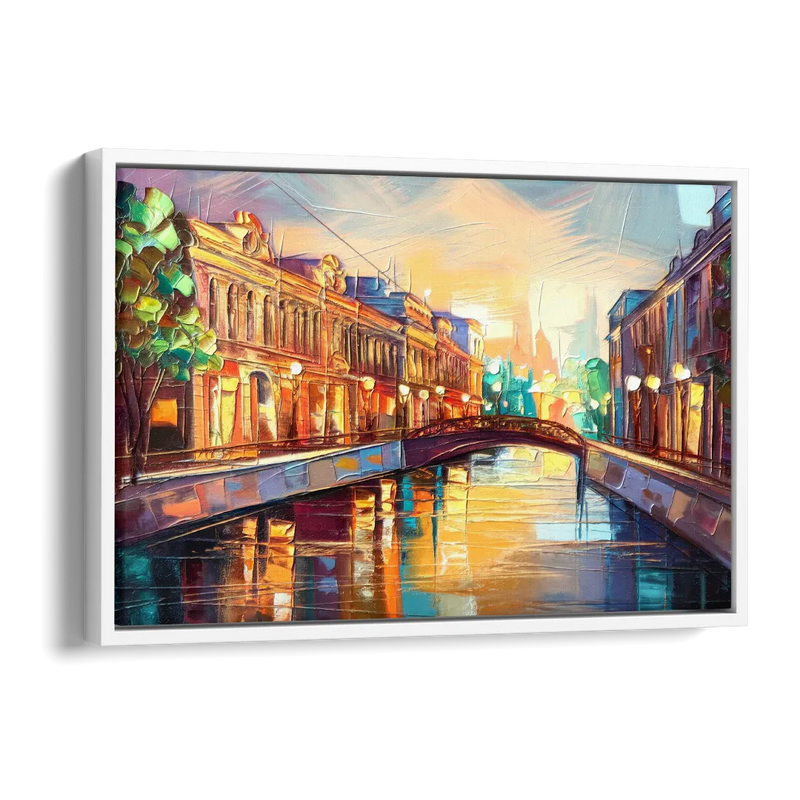 St. Petersburg Vibrant Streets Side - White Canvas Wall Art