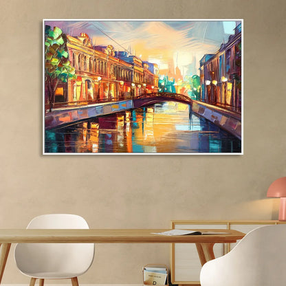 St. Petersburg Vibrant Streets Living Room - White Canvas Wall Art