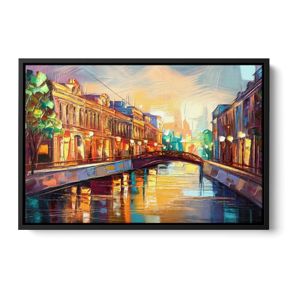 St. Petersburg Vibrant Streets Front - Black Canvas Wall Art