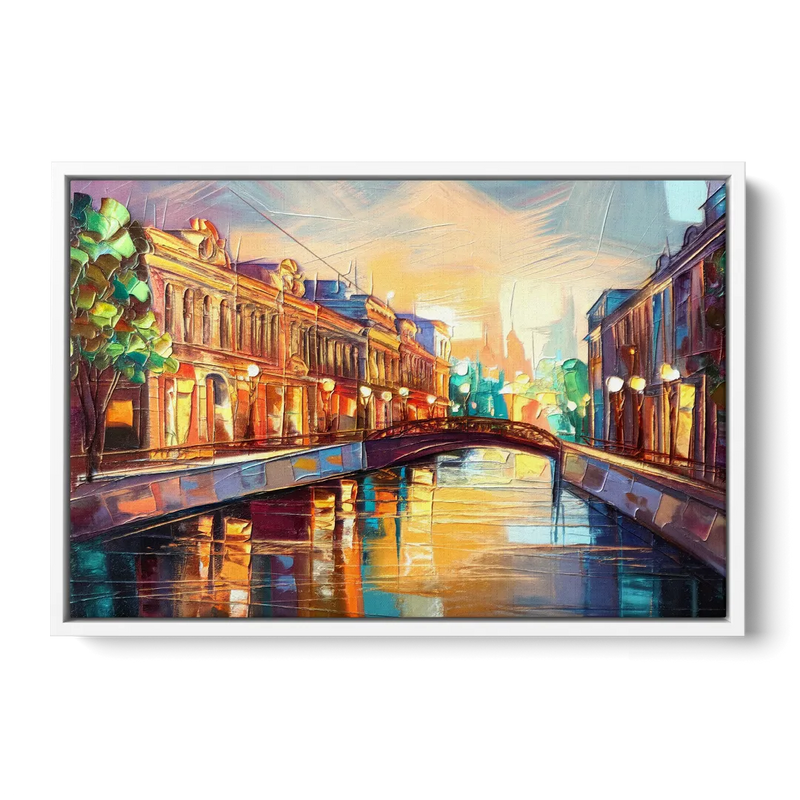 St. Petersburg Vibrant Streets Front - White Canvas Wall Art