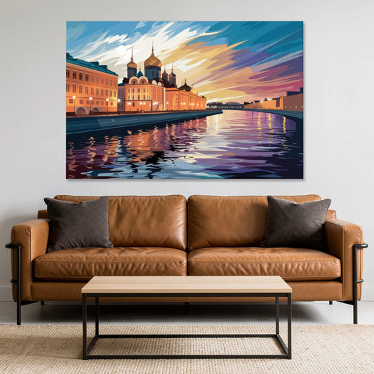 St. Petersburg Waterfront Sunset - Canvas Wall Art - Sofa - 60x40