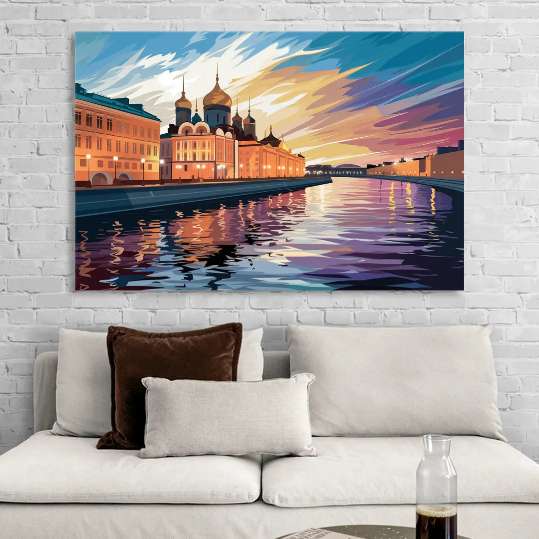 St. Petersburg Waterfront Sunset Living Room - Canvas Wall Art