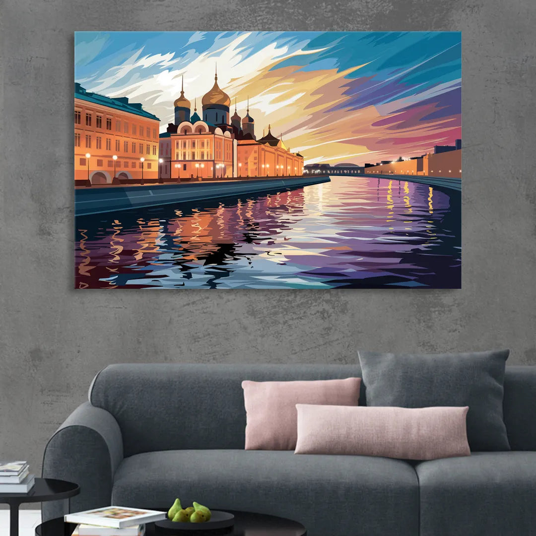 St. Petersburg Waterfront Sunset Sitting Room - Canvas Wall Art