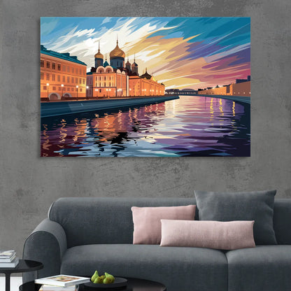 St. Petersburg Waterfront Sunset Sitting Room - Canvas Wall Art