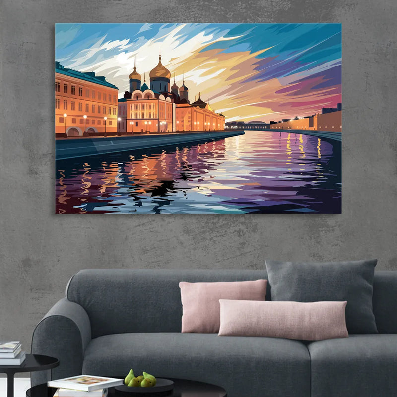 St. Petersburg Waterfront Sunset Sitting Room - Canvas Wall Art