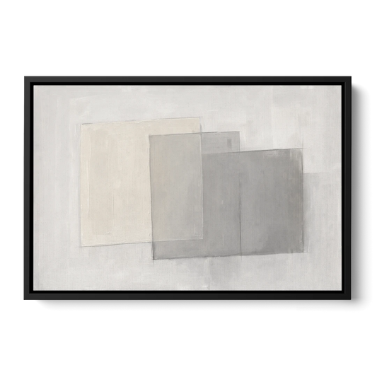 Neutral Abstract Stacked Tissue Panels - Black Framed Canvas Wall Art - Front