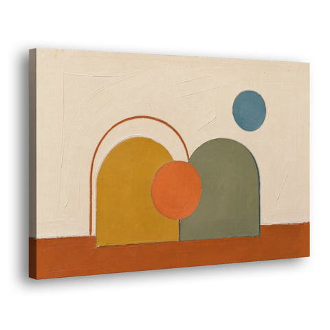 Staircase Wall Decor Ideas with Mustard and Sage Arches - Canvas Wall Art - Side
