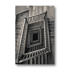 Stairwell Art of a Square Switchback Descent - Canvas Wall Art - Front