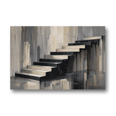 Stairwell Wall Art with Black and Bone Steps - Canvas Wall Art - Front