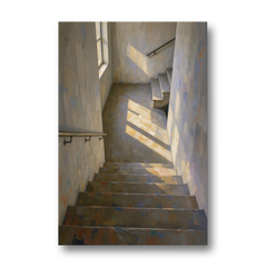 Stairwell Wall Decor with Sunlight on the Landing - Canvas Wall Art - Front
