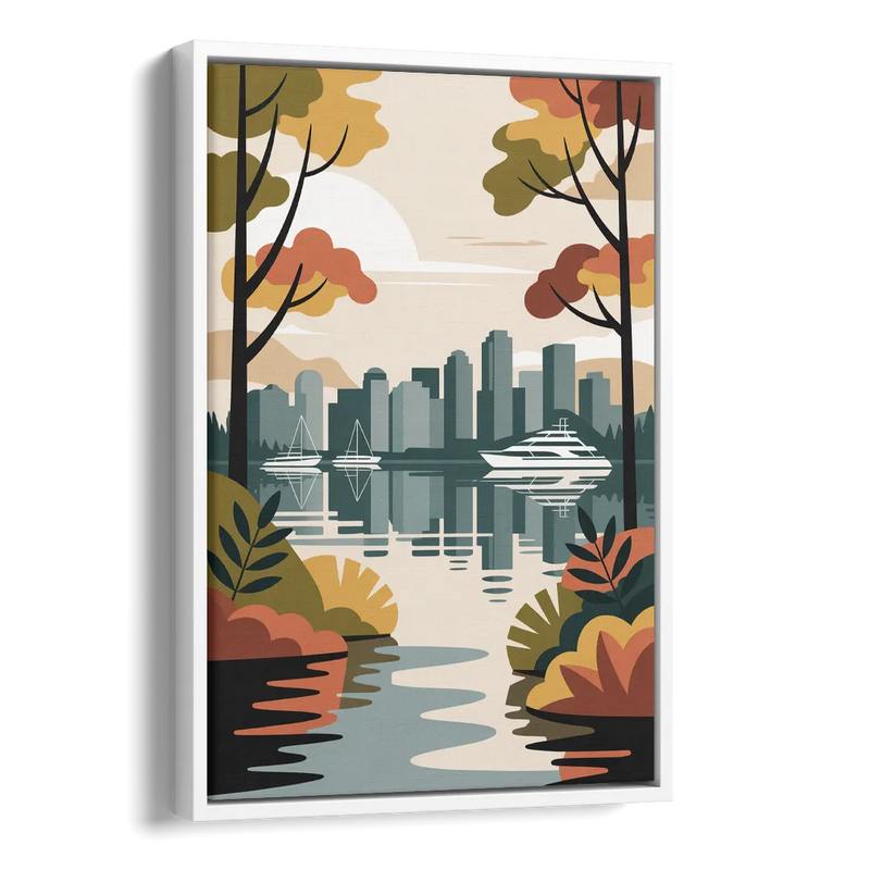 Stanley Park Seawall Side - White Canvas Wall Art