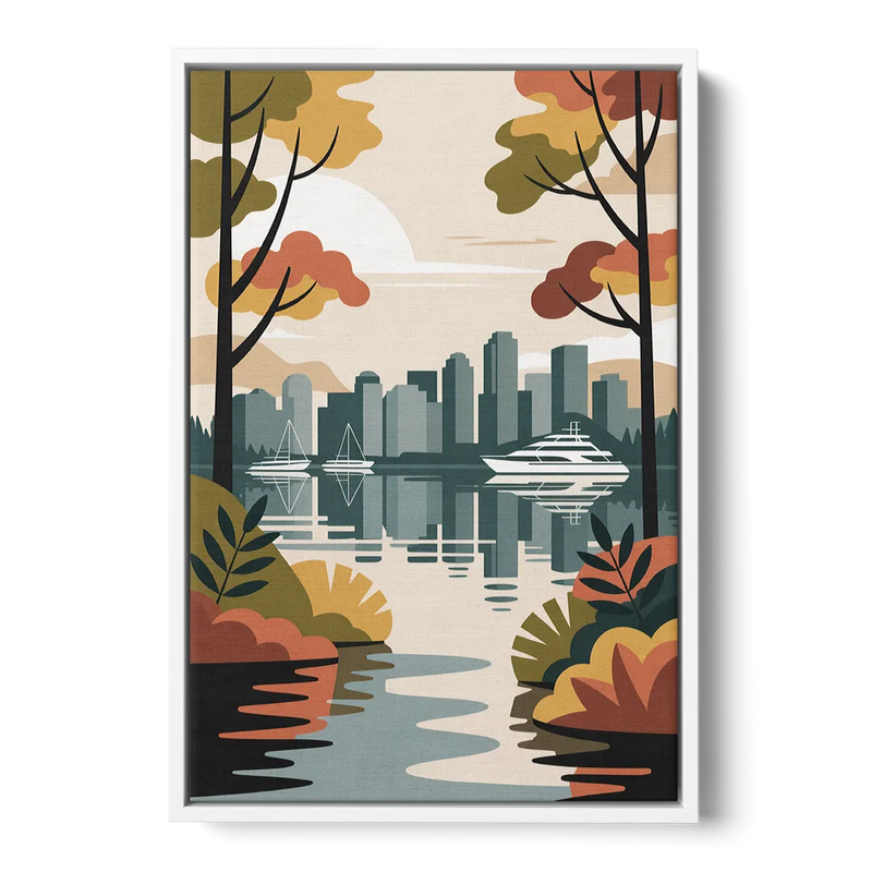 Stanley Park Seawall Front - White Canvas Wall Art