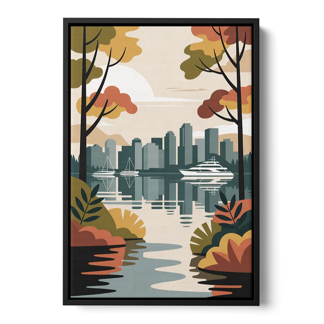 Stanley Park Seawall Front - Black Canvas Wall Art