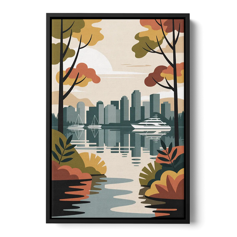 Stanley Park Seawall Front - Black Canvas Wall Art