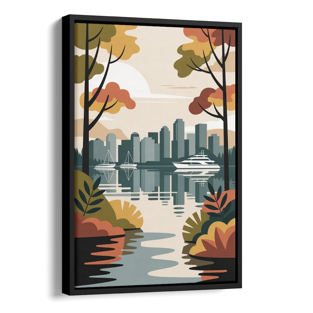 Stanley Park Seawall Side - Black Canvas Wall Art