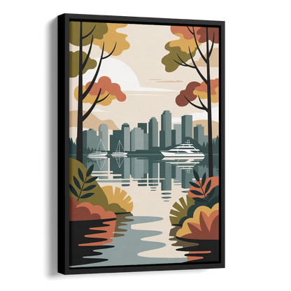 Stanley Park Seawall Side - Black Canvas Wall Art