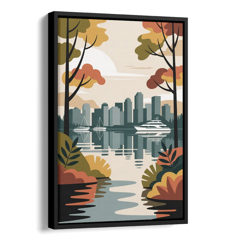 Stanley Park Seawall Side - Black Canvas Wall Art