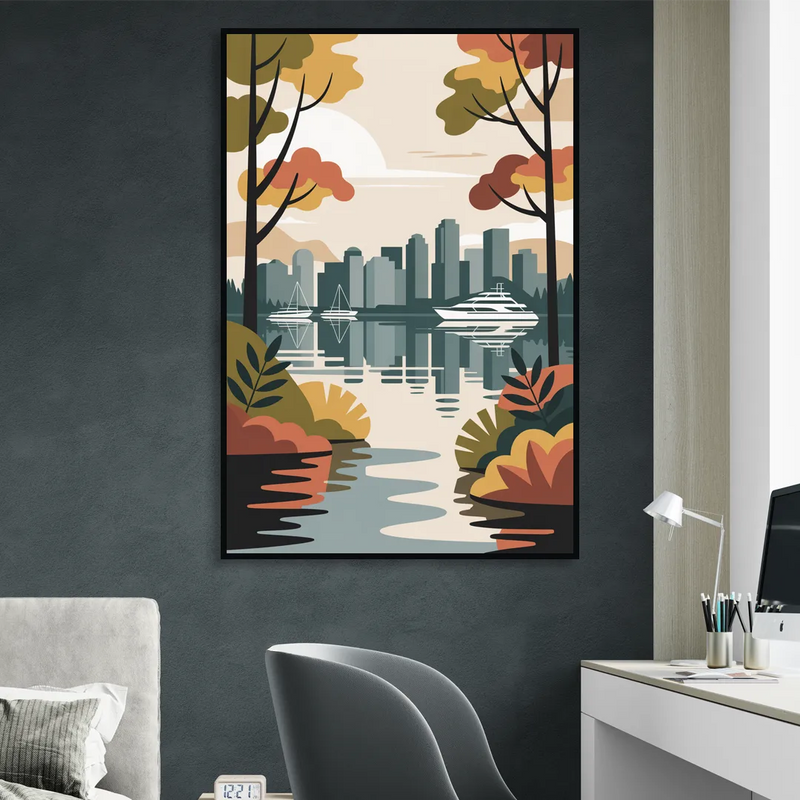 Stanley Park Seawall Living Room - Black Canvas Wall Art