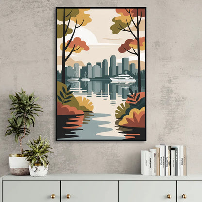 Stanley Park Seawall Sitting Room - Black Canvas Wall Art