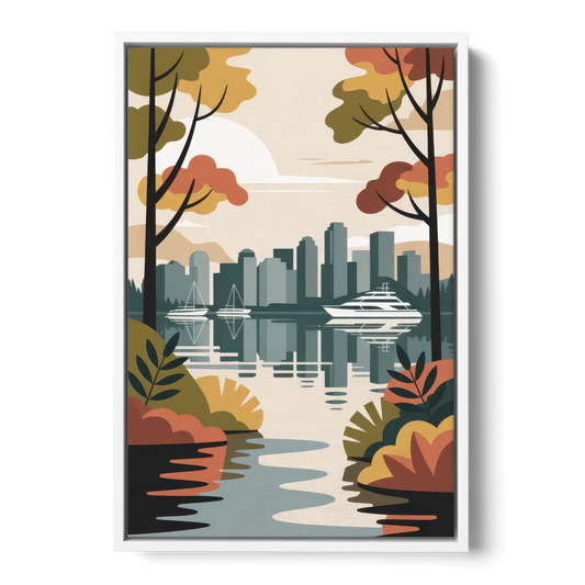 Stanley Park Seawall - White Framed Canvas Wall Art - Front