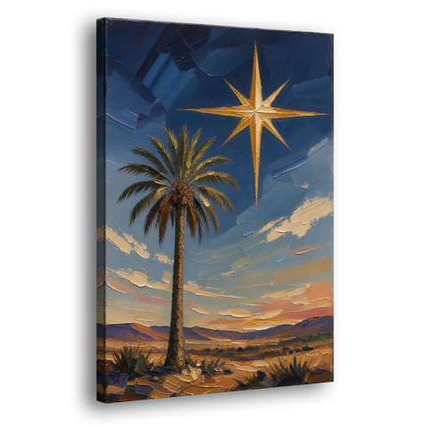 Star of Bethlehem Painting with Desert Palm - Canvas Wall Art