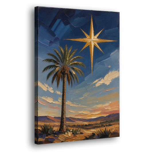 Star of Bethlehem Painting with Desert Palm - Canvas Wall Art - Side