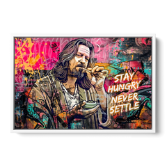Stay Hungry Never Settle - White Framed Canvas Wall Art - Front