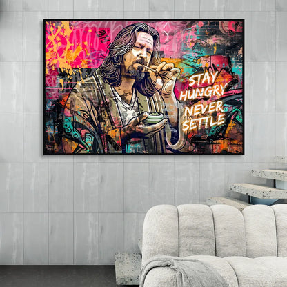Stay Hungry Never Settle Sitting Room - Black Canvas Wall Art