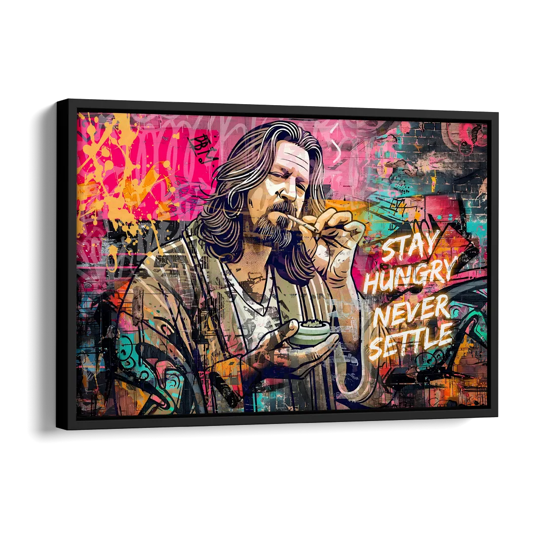 Stay Hungry Never Settle Side - Black Canvas Wall Art