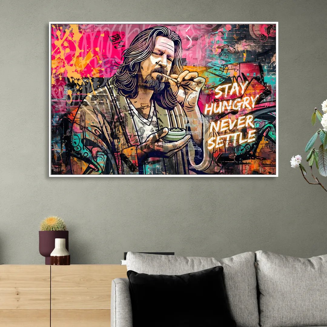 Stay Hungry Never Settle Living Room - White Canvas Wall Art